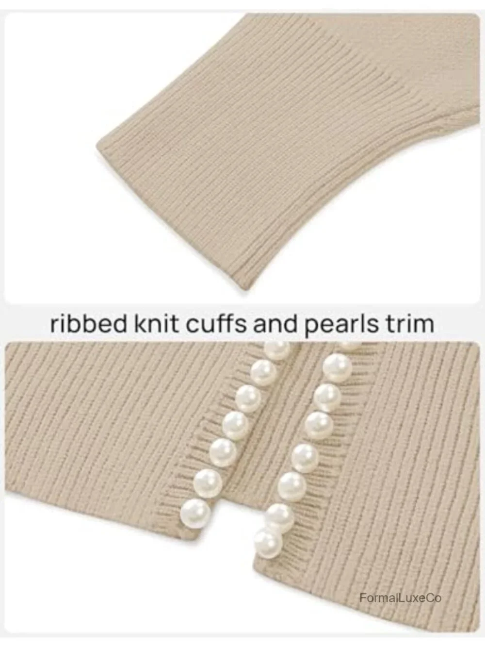 Pearls Trim Open Front Cardigan Sweater Women Long Sleeve Knit